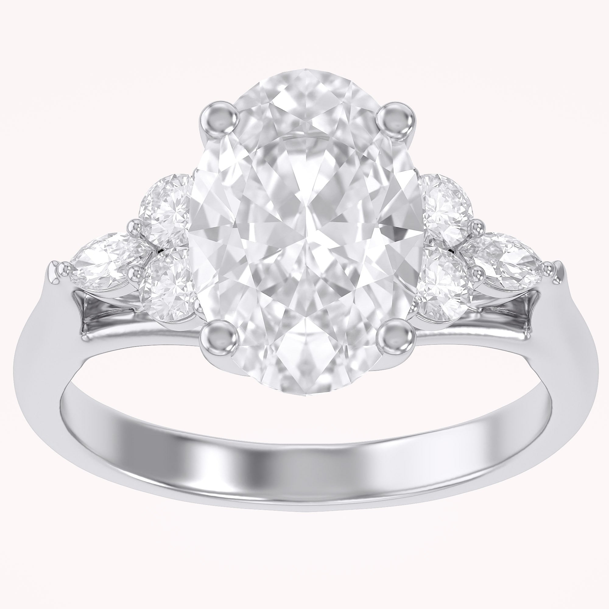 3 Stone Solitaire Engagement Ring Center 10X8mm Lab Grown Diamond
