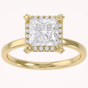 Halo Solitaire Engagement Ring Princess & Round Lab Grown Diamond