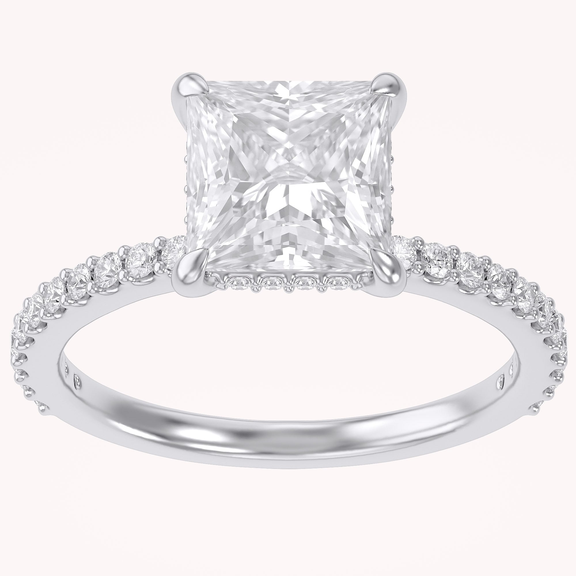 Hidden Solitaire Engagement Ring 2.75 Carat Lab Grown Diamond