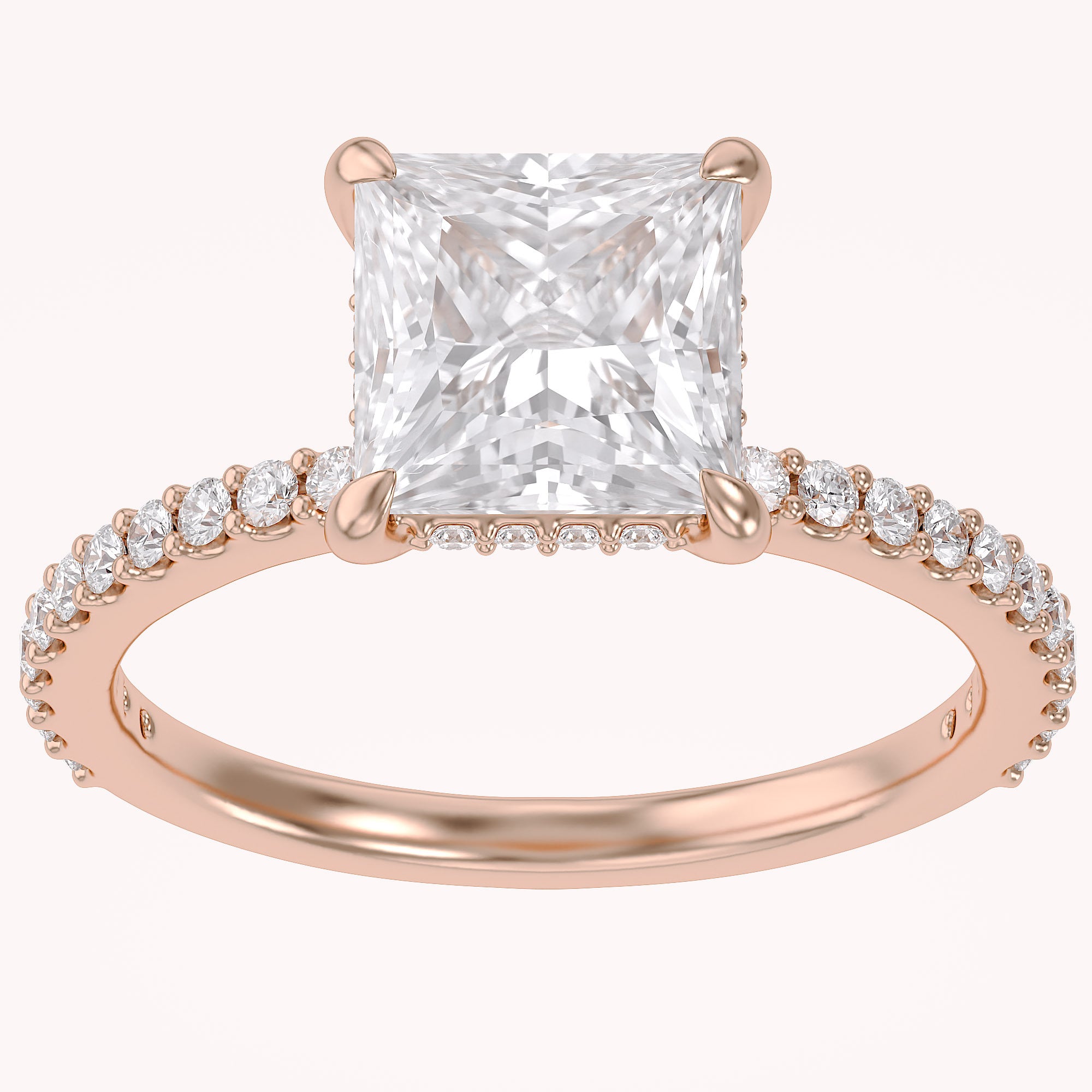 Hidden Solitaire Engagement Ring 2.75 Carat Lab Grown Diamond