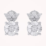 Flower Drop Stud Earrings Lab Grown Diamond