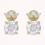 Flower Drop Stud Earrings Lab Grown Diamond