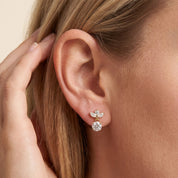 Flower Drop Stud Earrings Lab Grown Diamond
