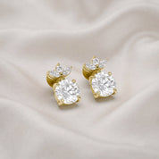 Flower Drop Stud Earrings Lab Grown Diamond