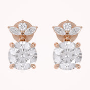 Flower Drop Stud Earrings Lab Grown Diamond