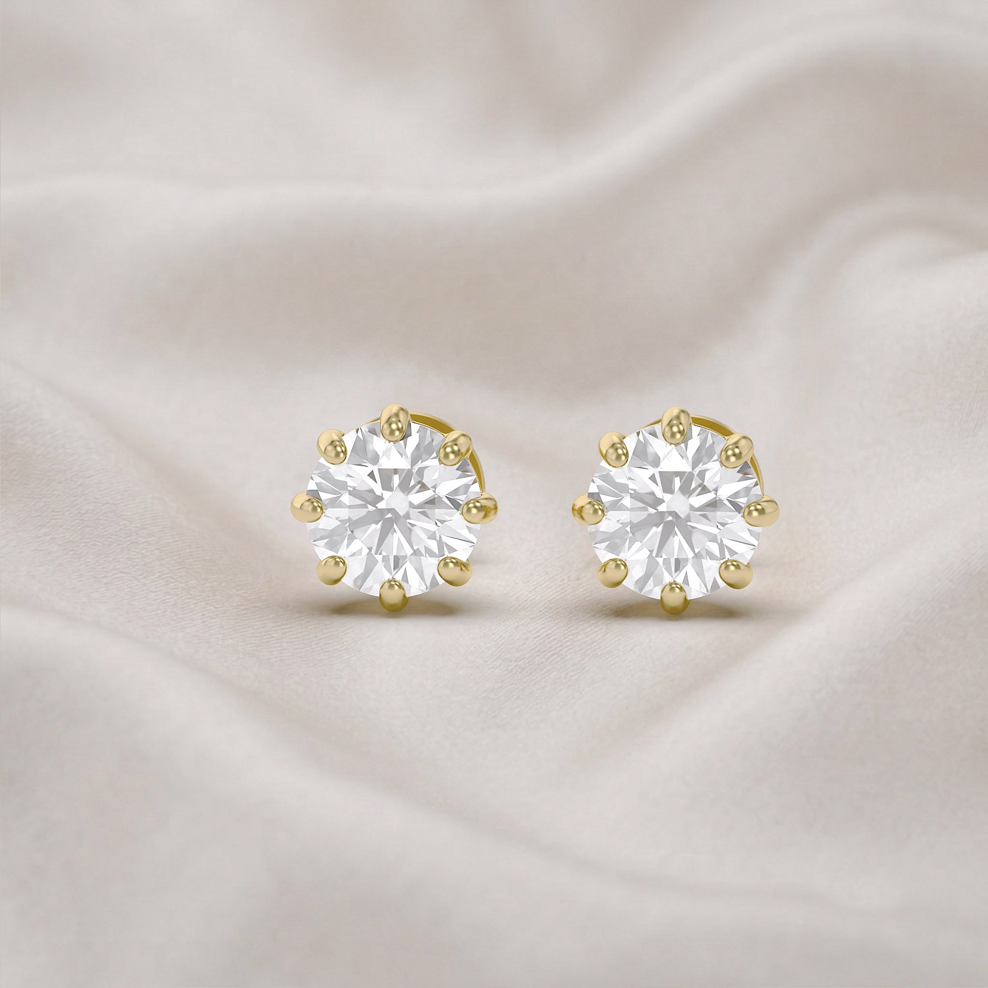 Solitaire Stud Earrings 2.50 Carat Round Lab Grown Diamond