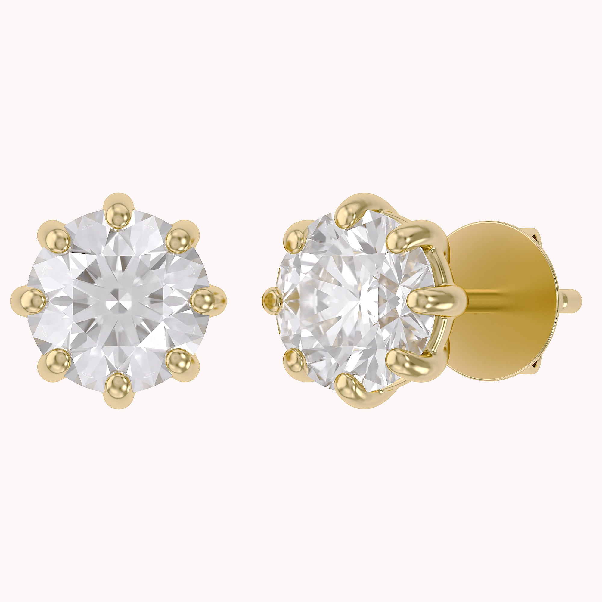 Solitaire Stud Earrings 2.50 Carat Round Lab Grown Diamond