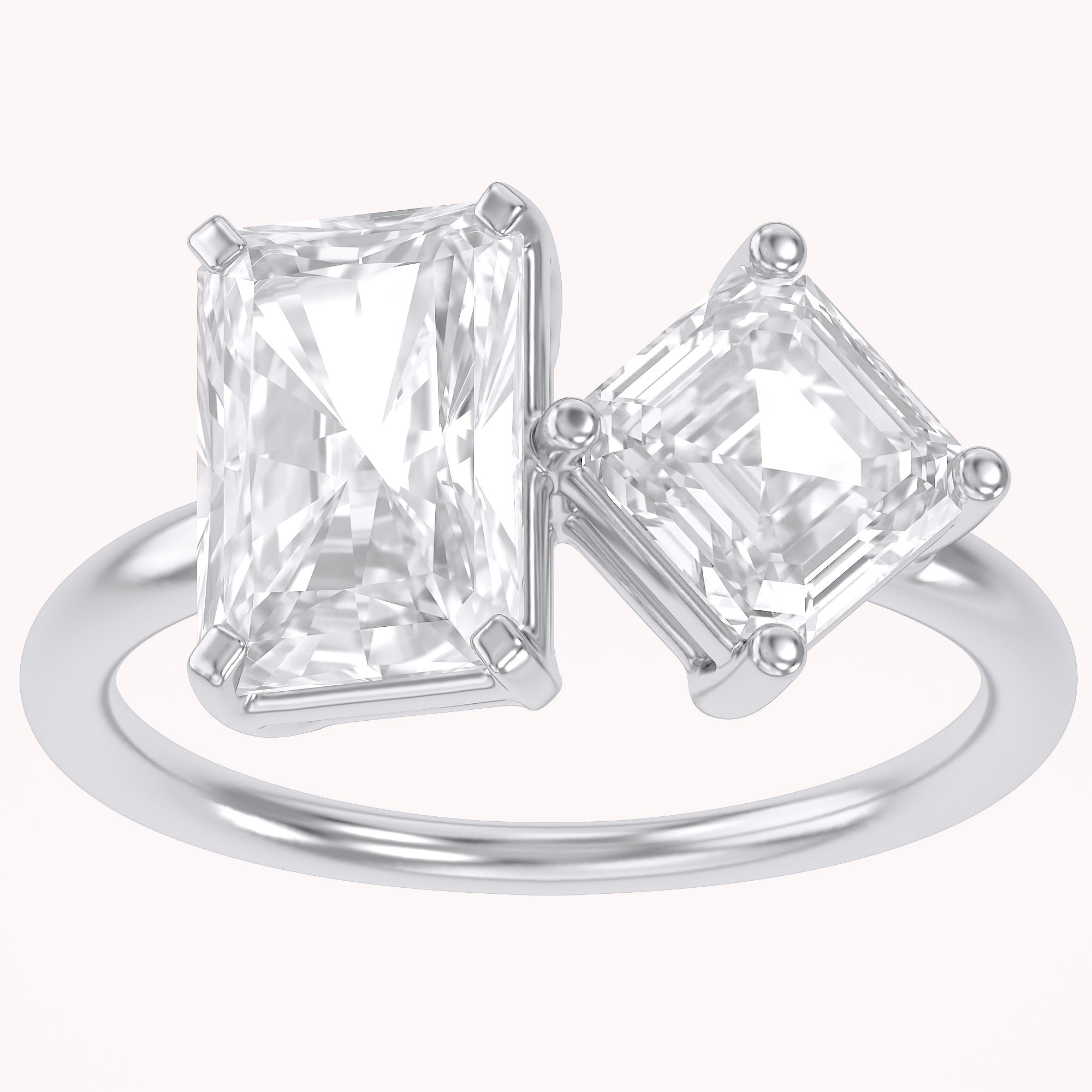 Toi Et Moi Ring Radiant & Emerald Square Lab Grown Diamond