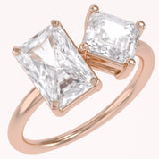 Toi Et Moi Ring Radiant & Emerald Square Lab Grown Diamond