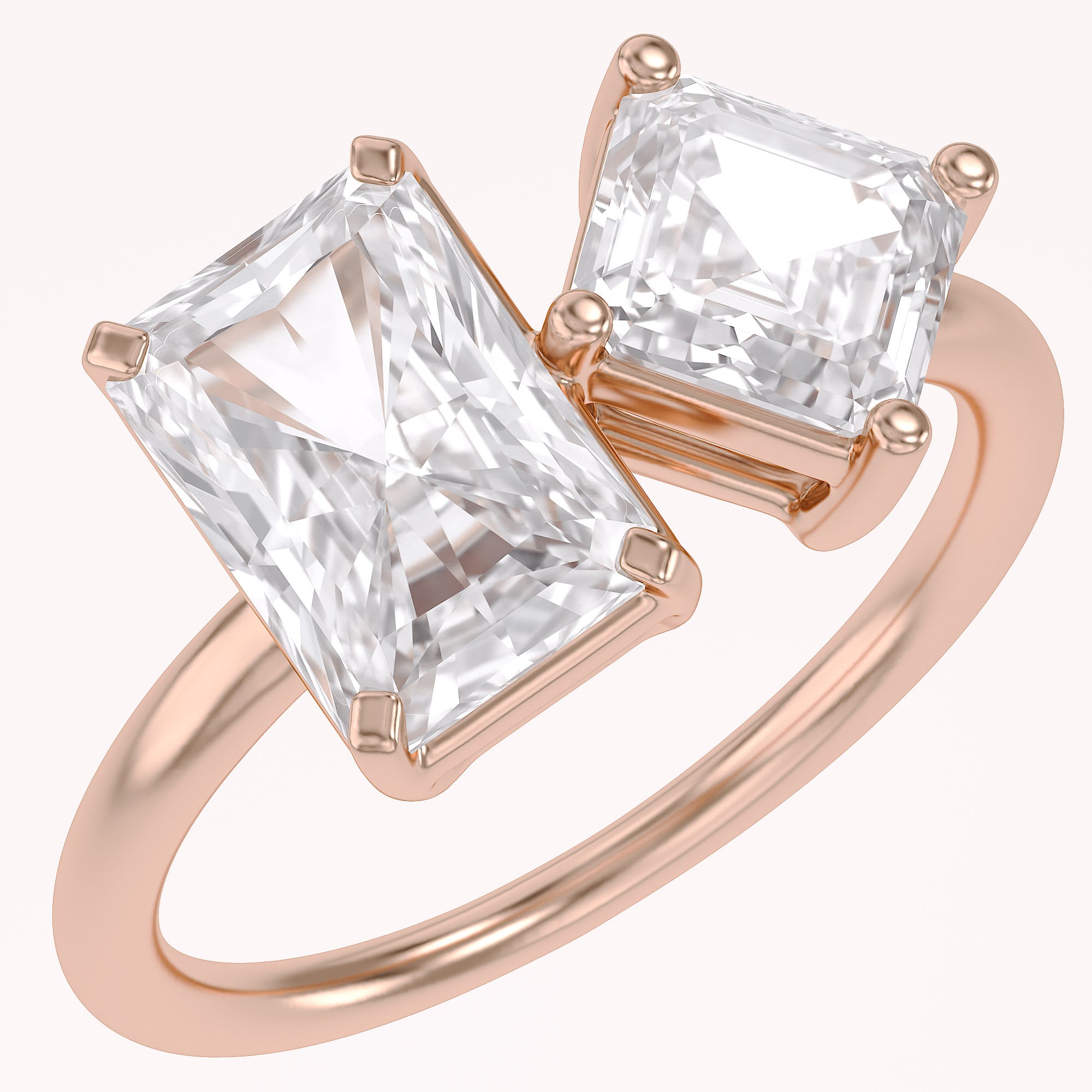 Toi Et Moi Ring Radiant & Emerald Square Lab Grown Diamond