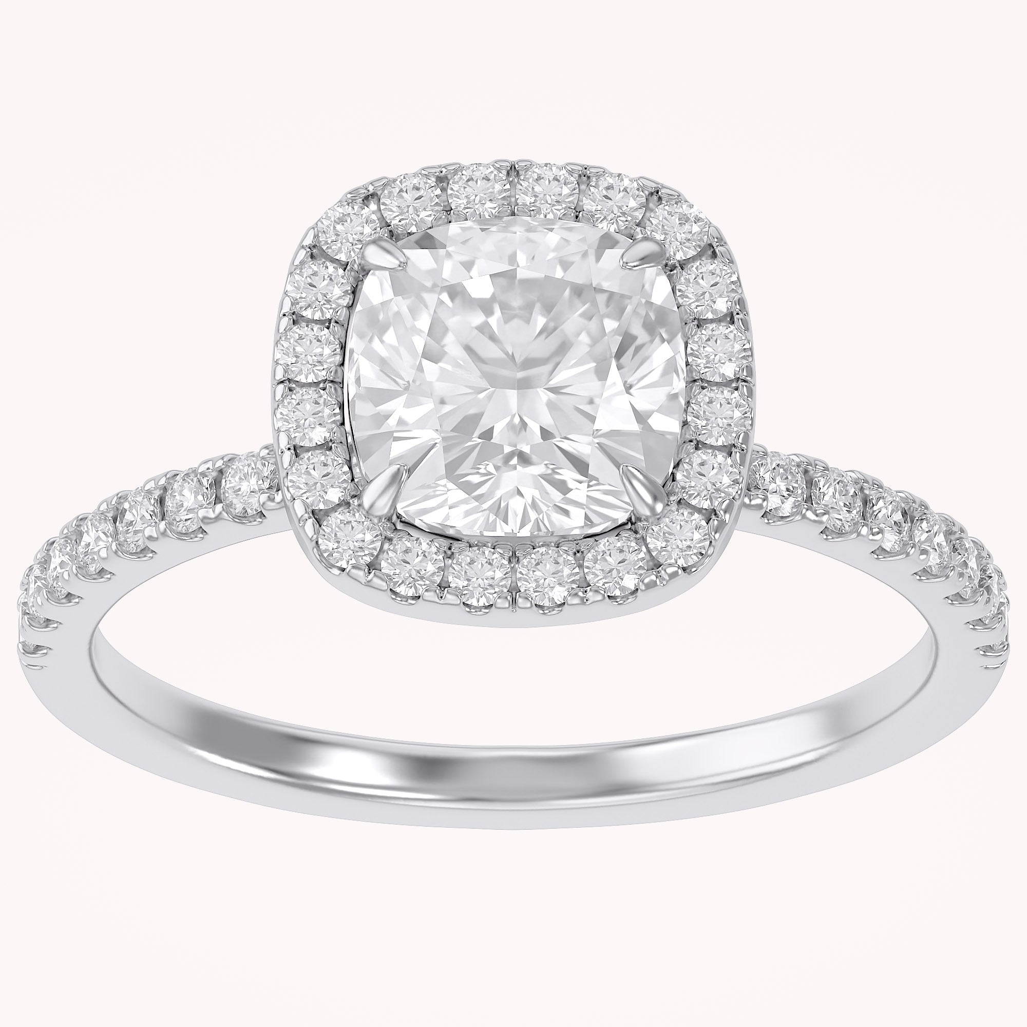 Halo Solitaire Engagement Ring Center 7mm Lab Grown Diamond