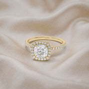 Halo Solitaire Engagement Ring Center 7mm Lab Grown Diamond
