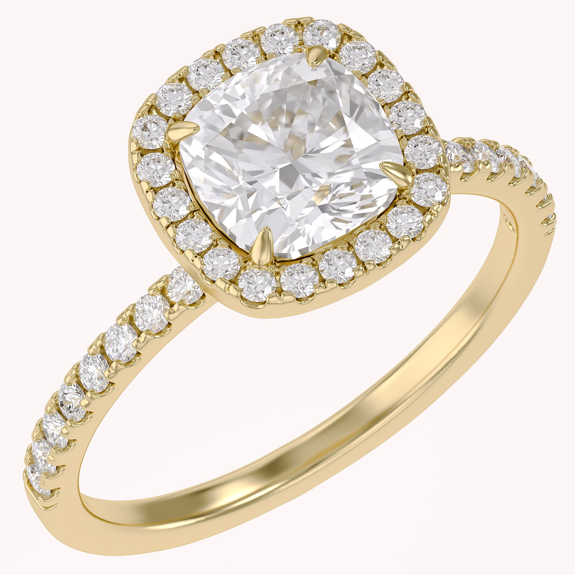 Halo Solitaire Engagement Ring Center 7mm Lab Grown Diamond