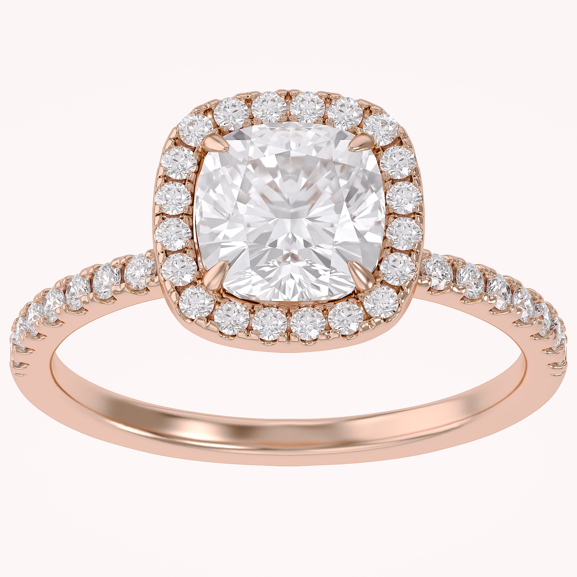 Halo Solitaire Engagement Ring Center 7mm Lab Grown Diamond