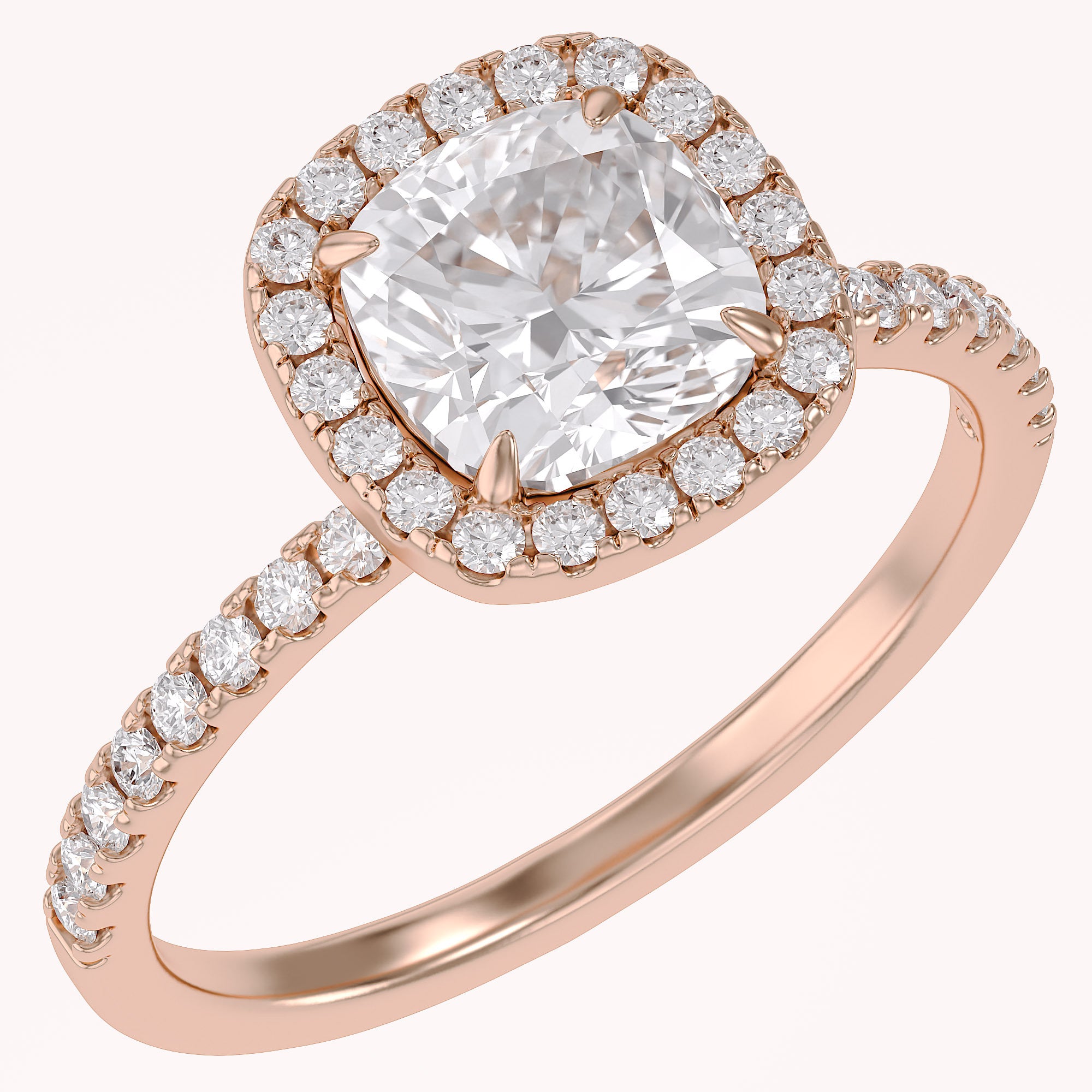 Halo Solitaire Engagement Ring Center 7mm Lab Grown Diamond