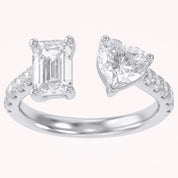 Toi Et Moi Half Eternity Adjustable Engagement Ring Multi Shape Lab Grown Diamond