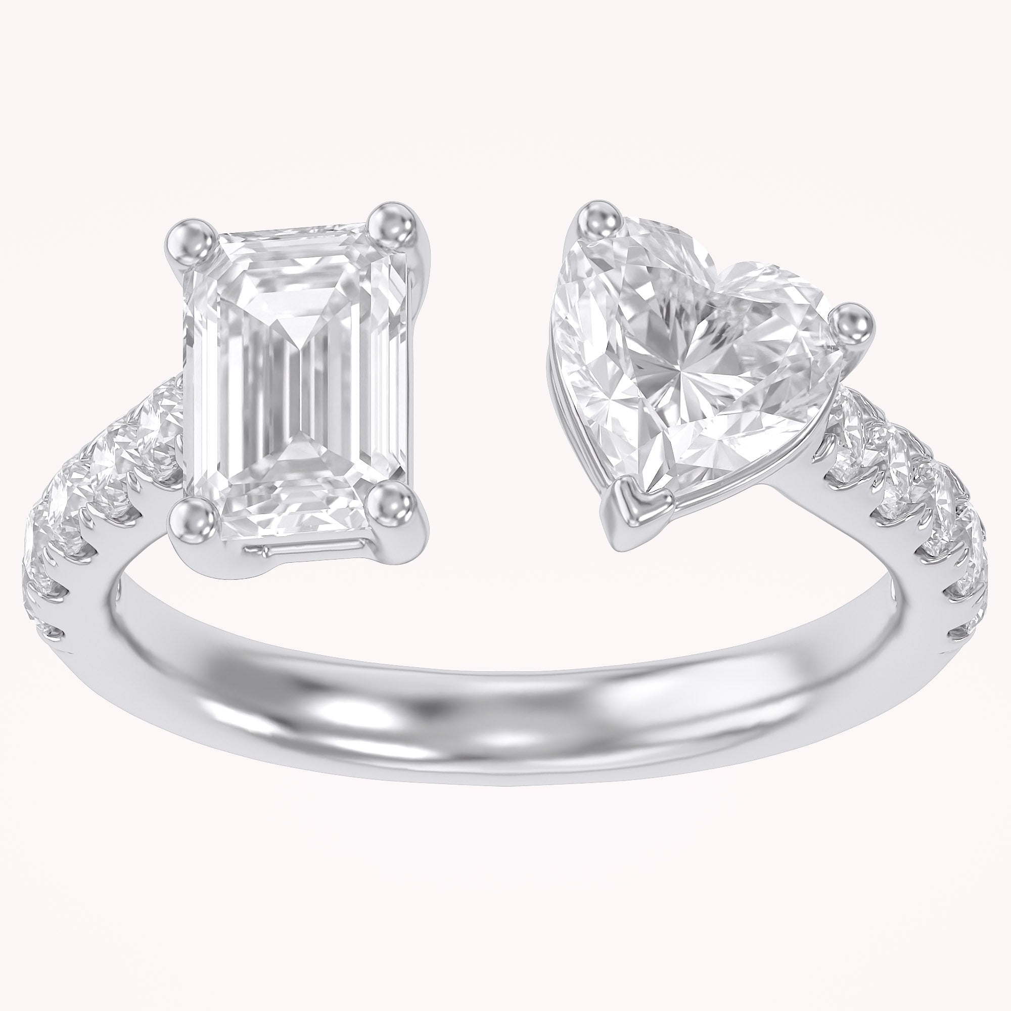 Toi Et Moi Half Eternity Adjustable Engagement Ring Multi Shape Lab Grown Diamond