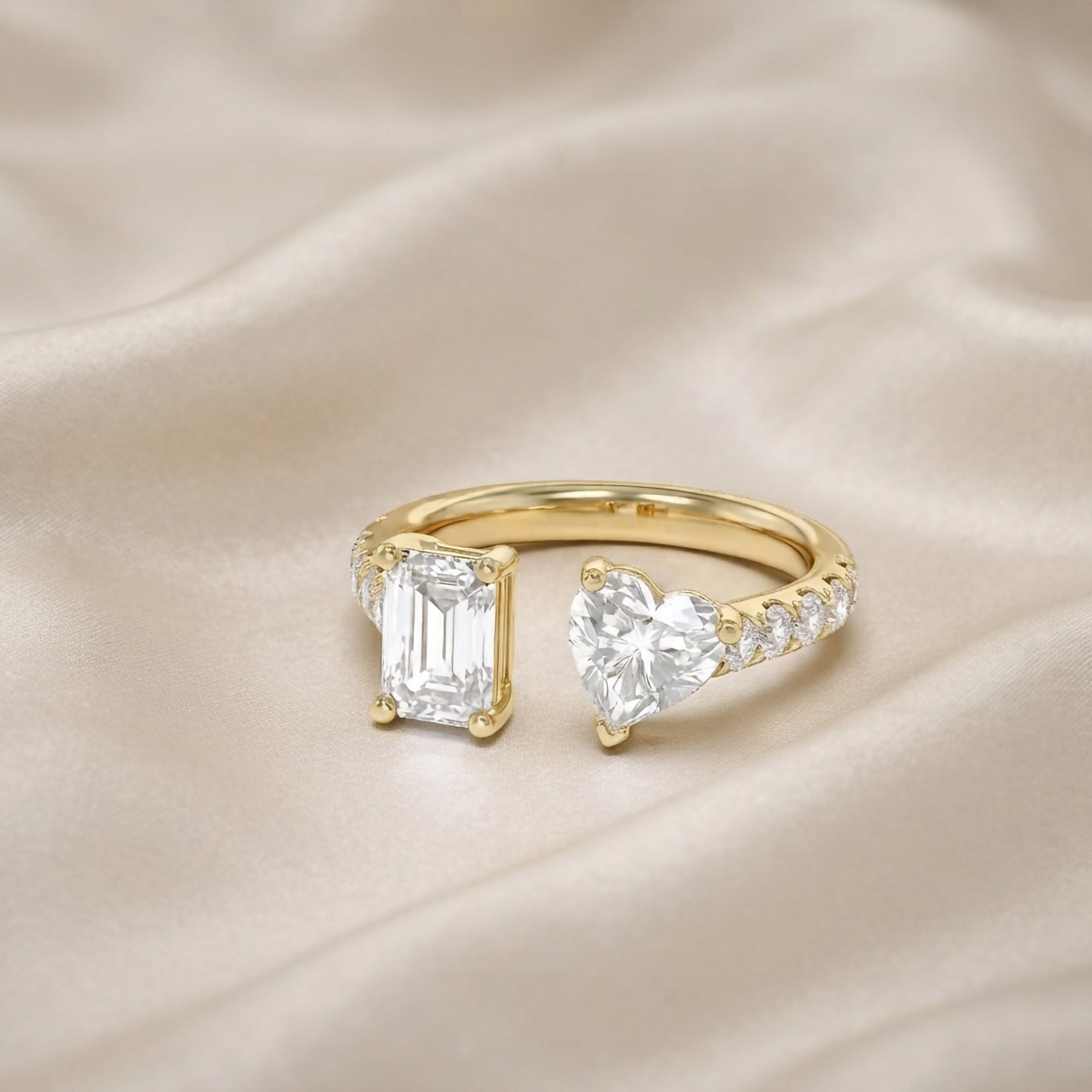 Toi Et Moi Half Eternity Adjustable Engagement Ring Multi Shape Lab Grown Diamond