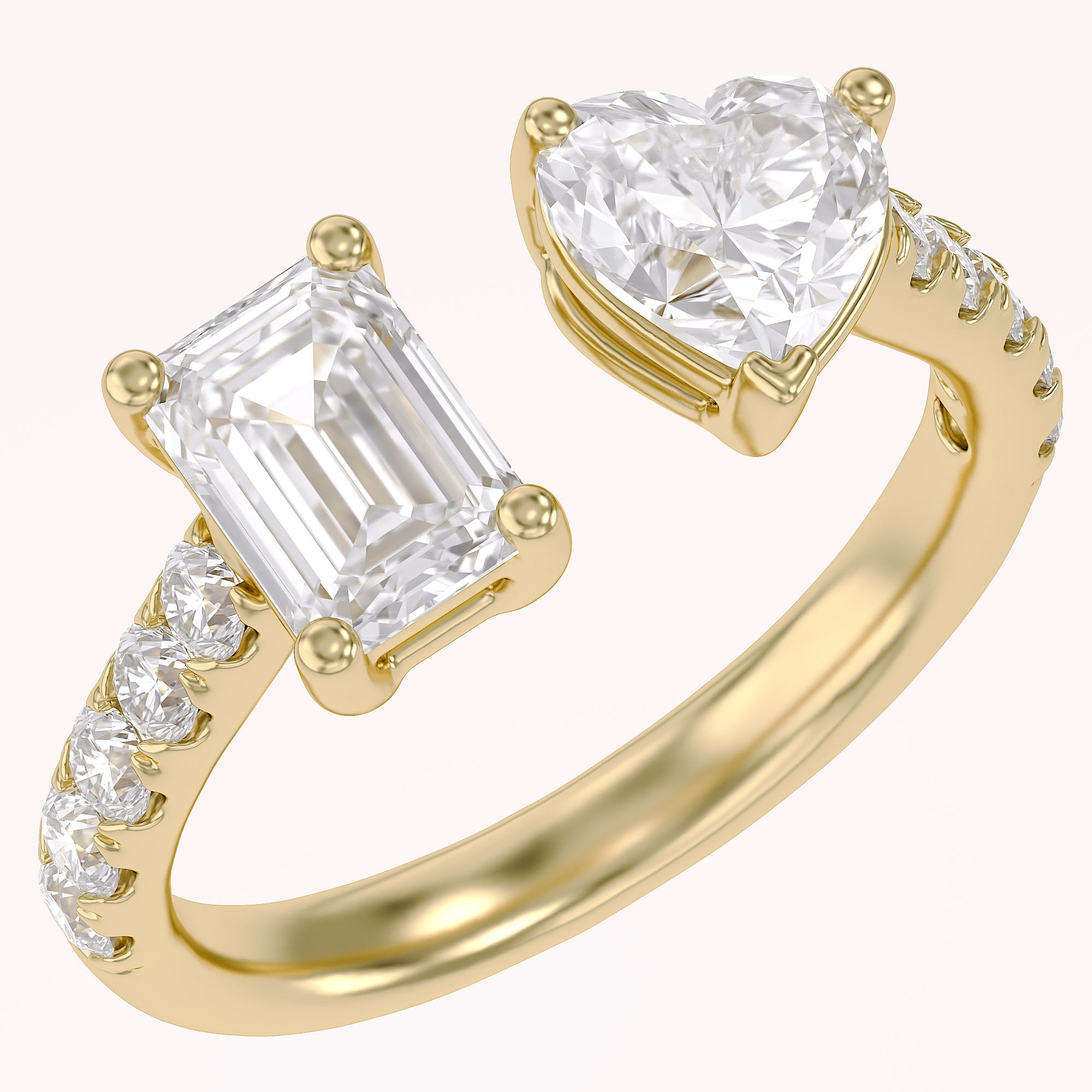 Toi Et Moi Half Eternity Adjustable Engagement Ring Multi Shape Lab Grown Diamond