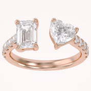 Toi Et Moi Half Eternity Adjustable Engagement Ring Multi Shape Lab Grown Diamond