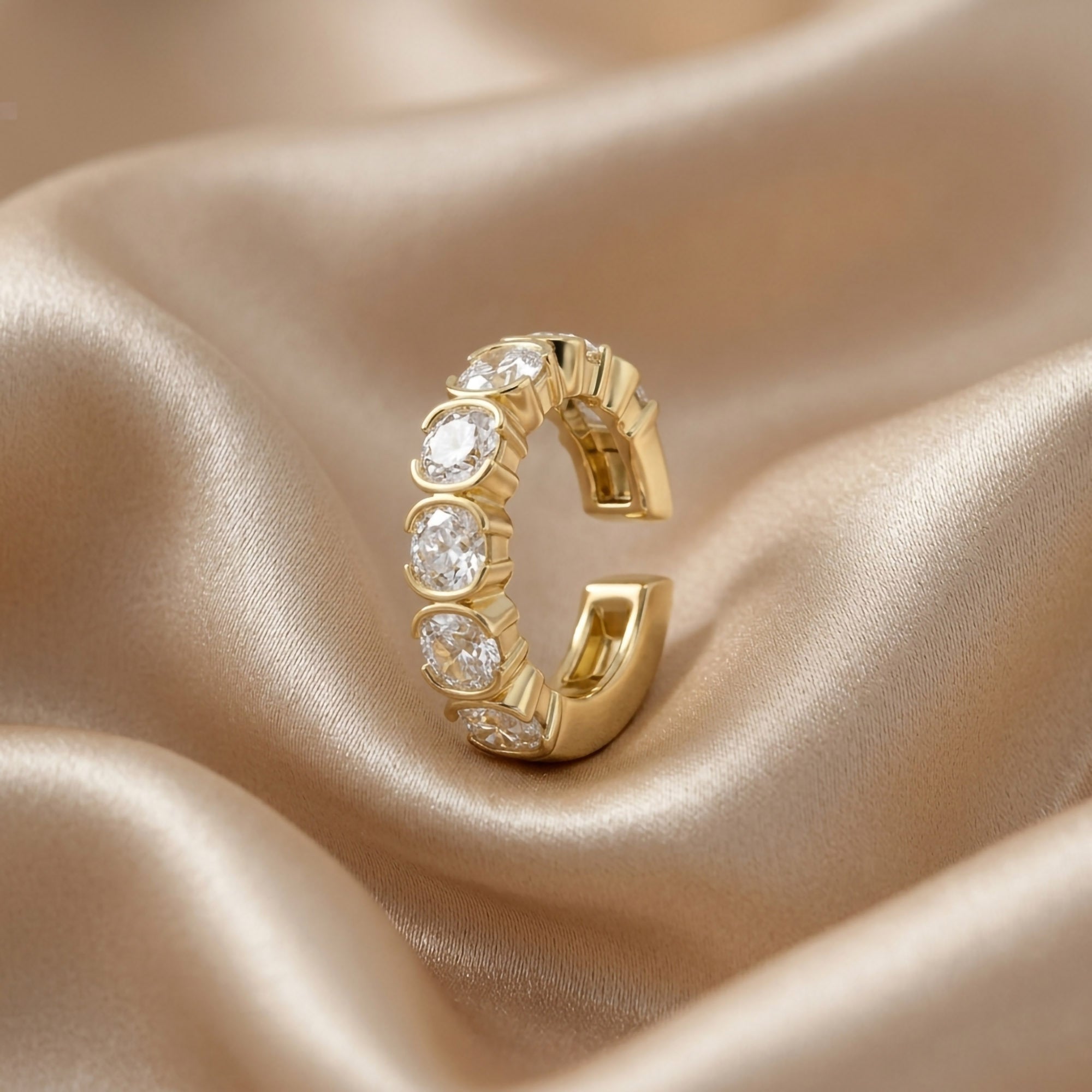 3/4 Carat Asscher Cut Lab Grown Diamond Single Ear Cuff Earrings
