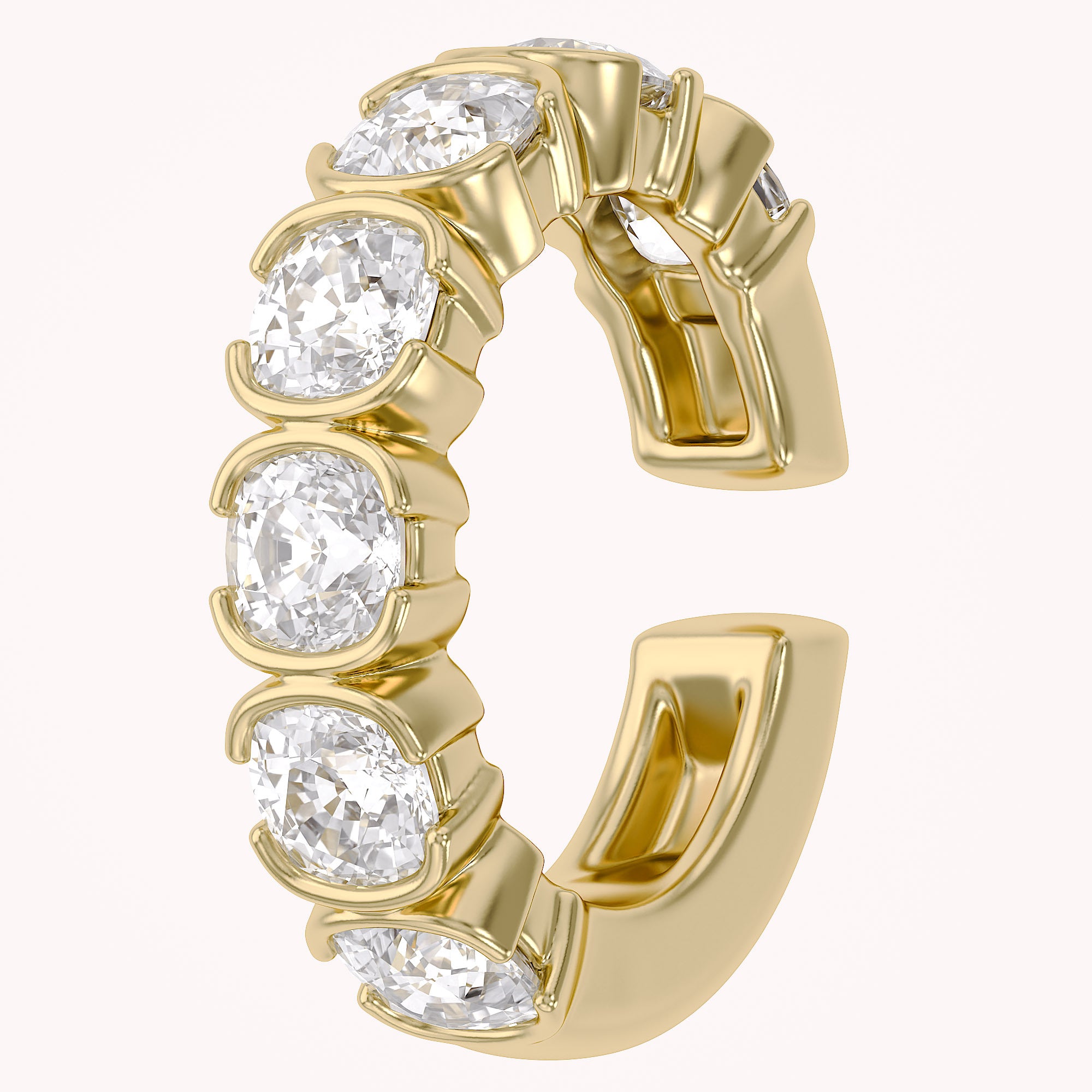 3/4 Carat Asscher Cut Lab Grown Diamond Single Ear Cuff Earrings