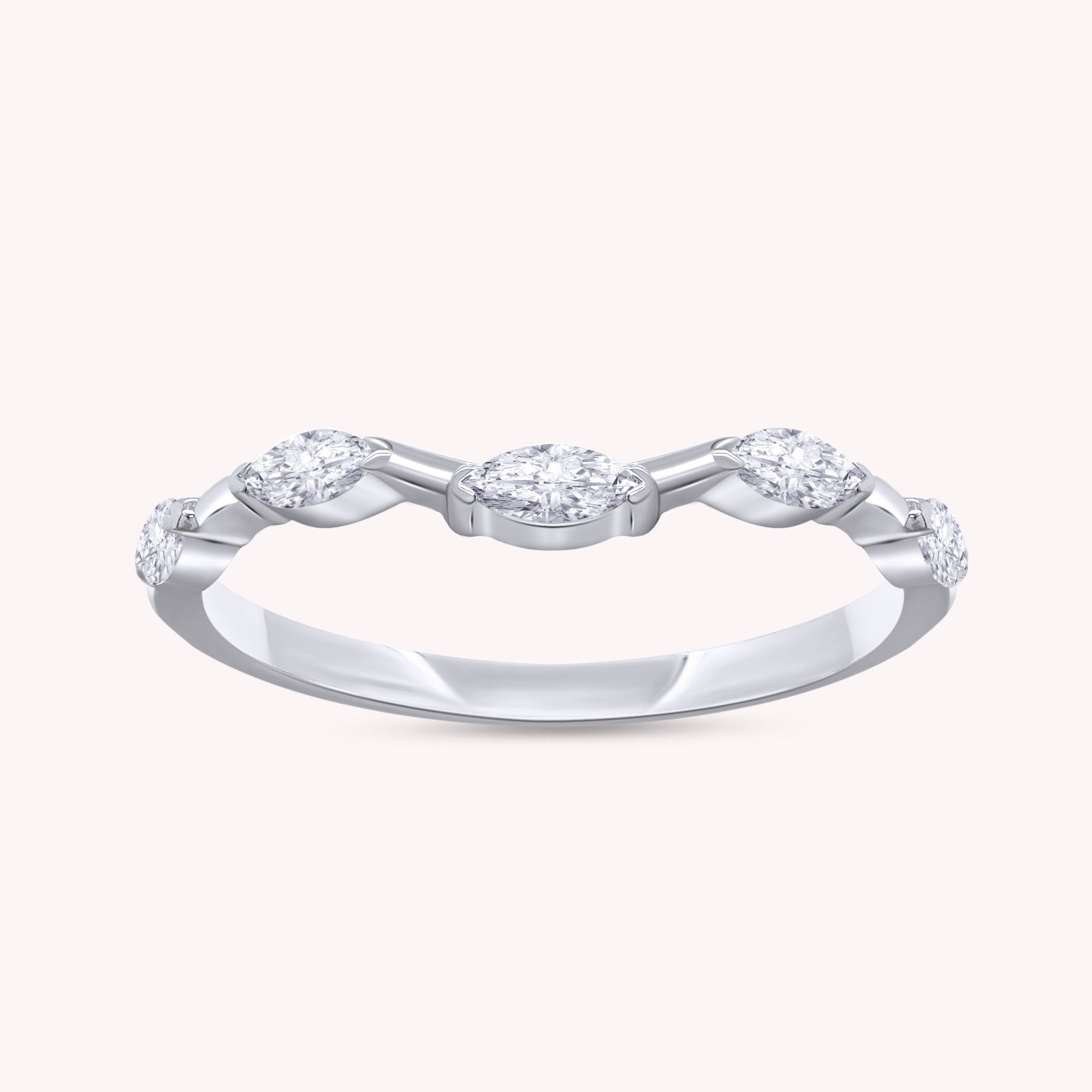 Curved Stackable Wedding Band Ring Lab Grown Diamond