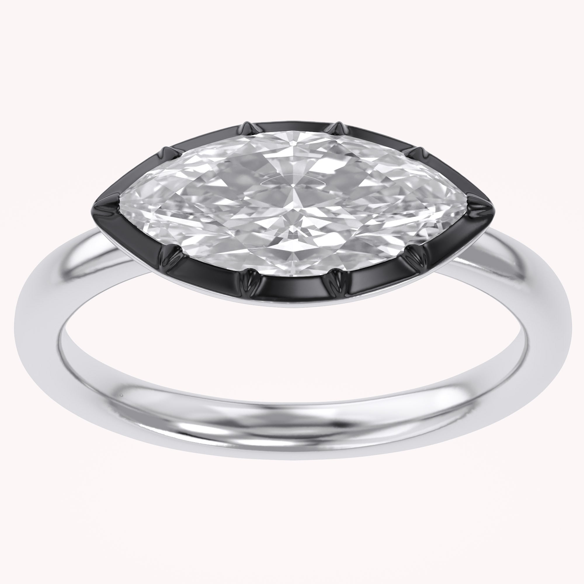 1 Carat Marquise Lab Grown Diamond Georgian Solitaire Engagement Ring