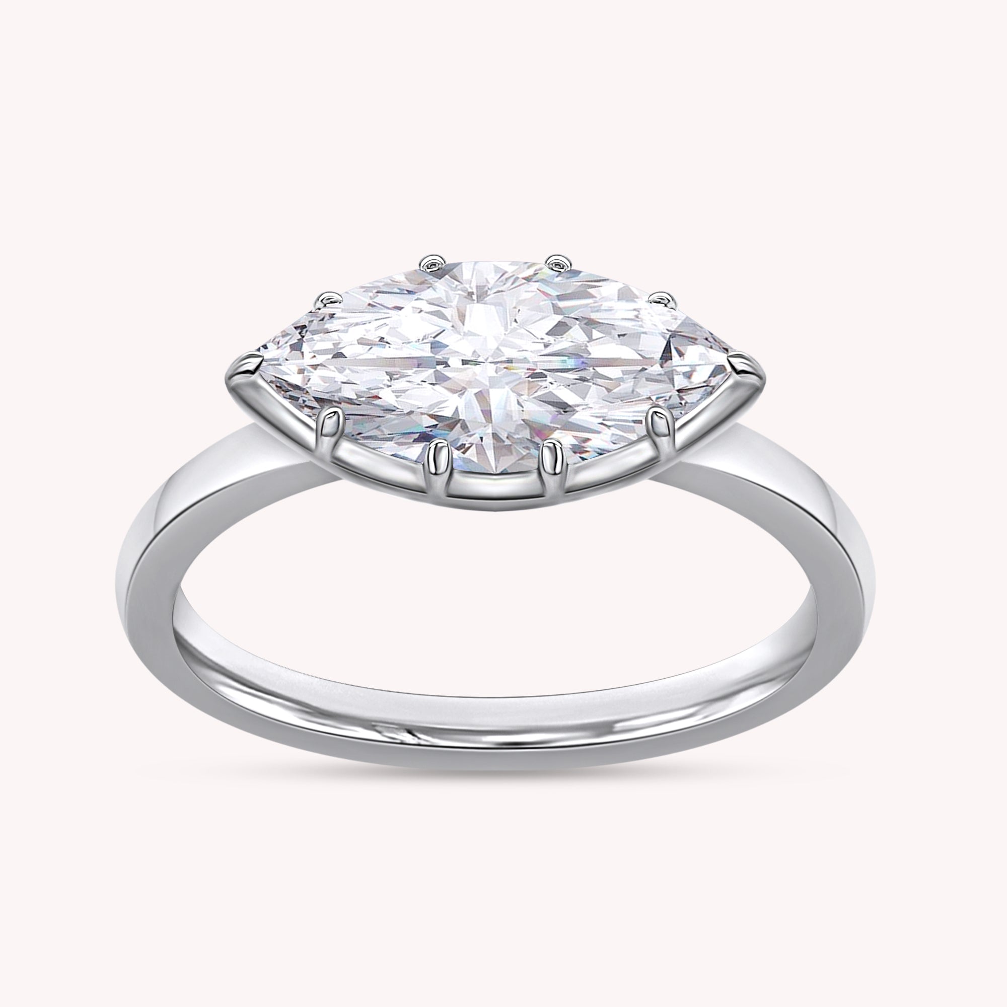 1 Carat Marquise Lab Grown Diamond Georgian Solitaire Engagement Ring
