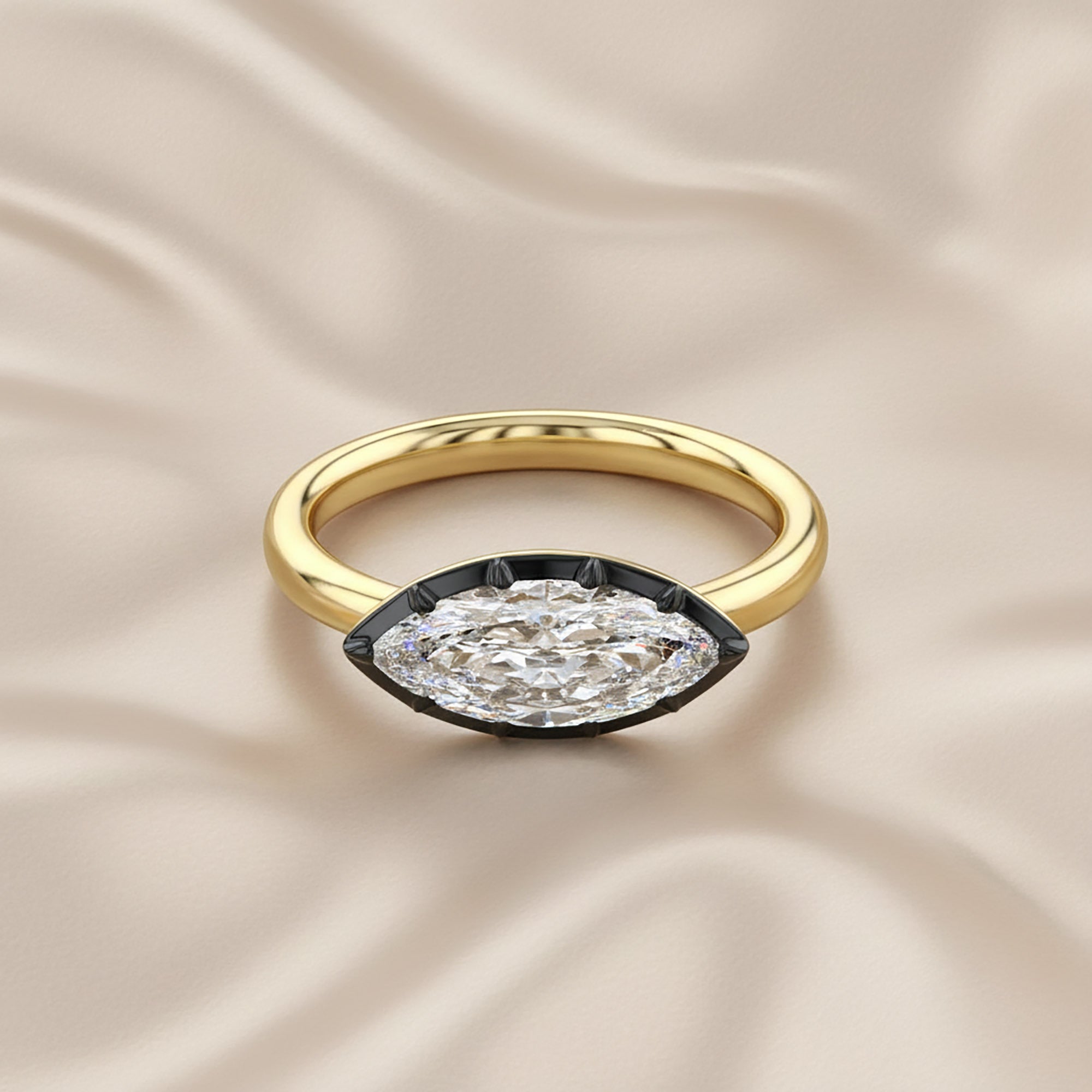 1 Carat Marquise Lab Grown Diamond Georgian Solitaire Engagement Ring