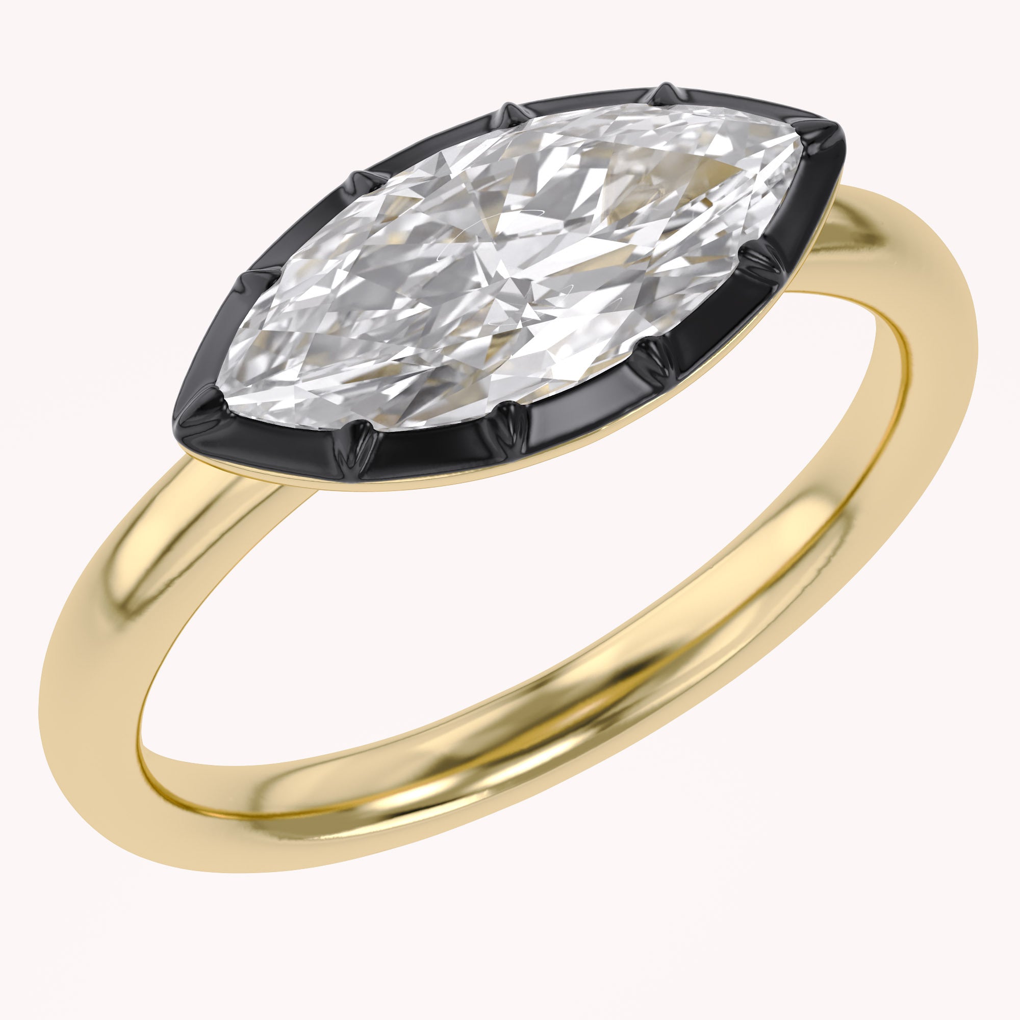 1 Carat Marquise Lab Grown Diamond Georgian Solitaire Engagement Ring