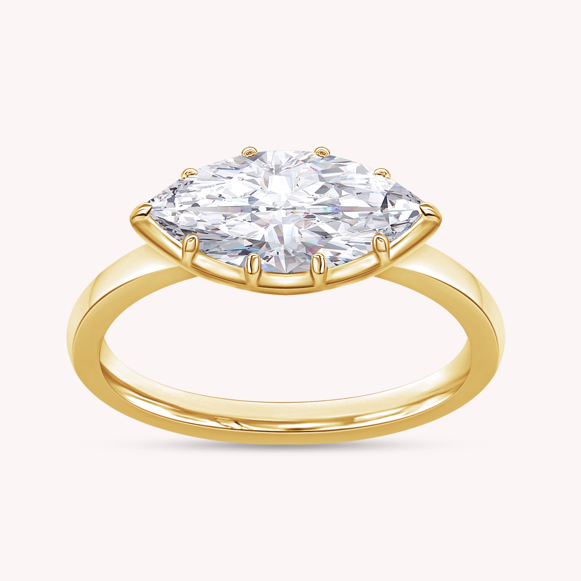 1 Carat Marquise Lab Grown Diamond Georgian Solitaire Engagement Ring