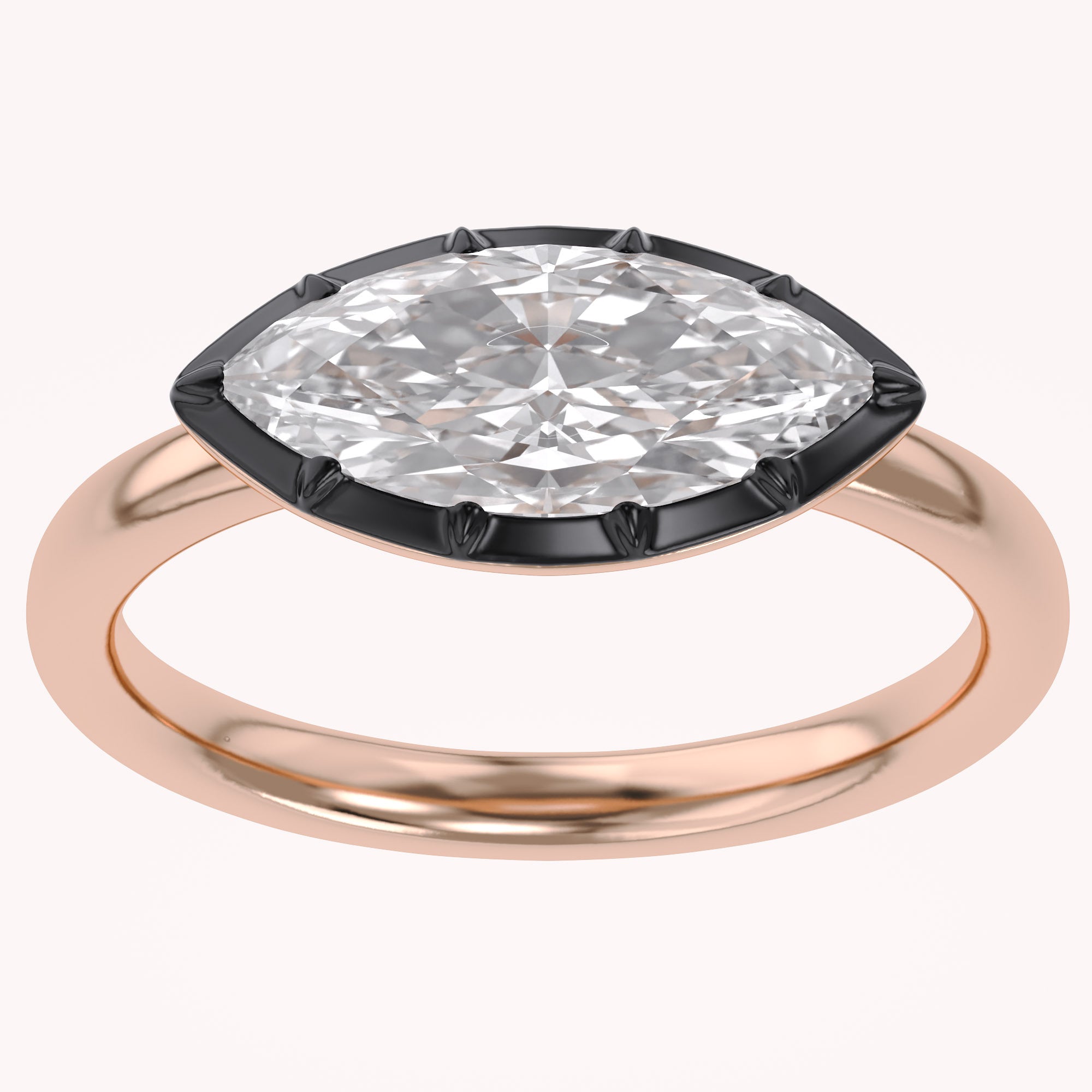 1 Carat Marquise Lab Grown Diamond Georgian Solitaire Engagement Ring