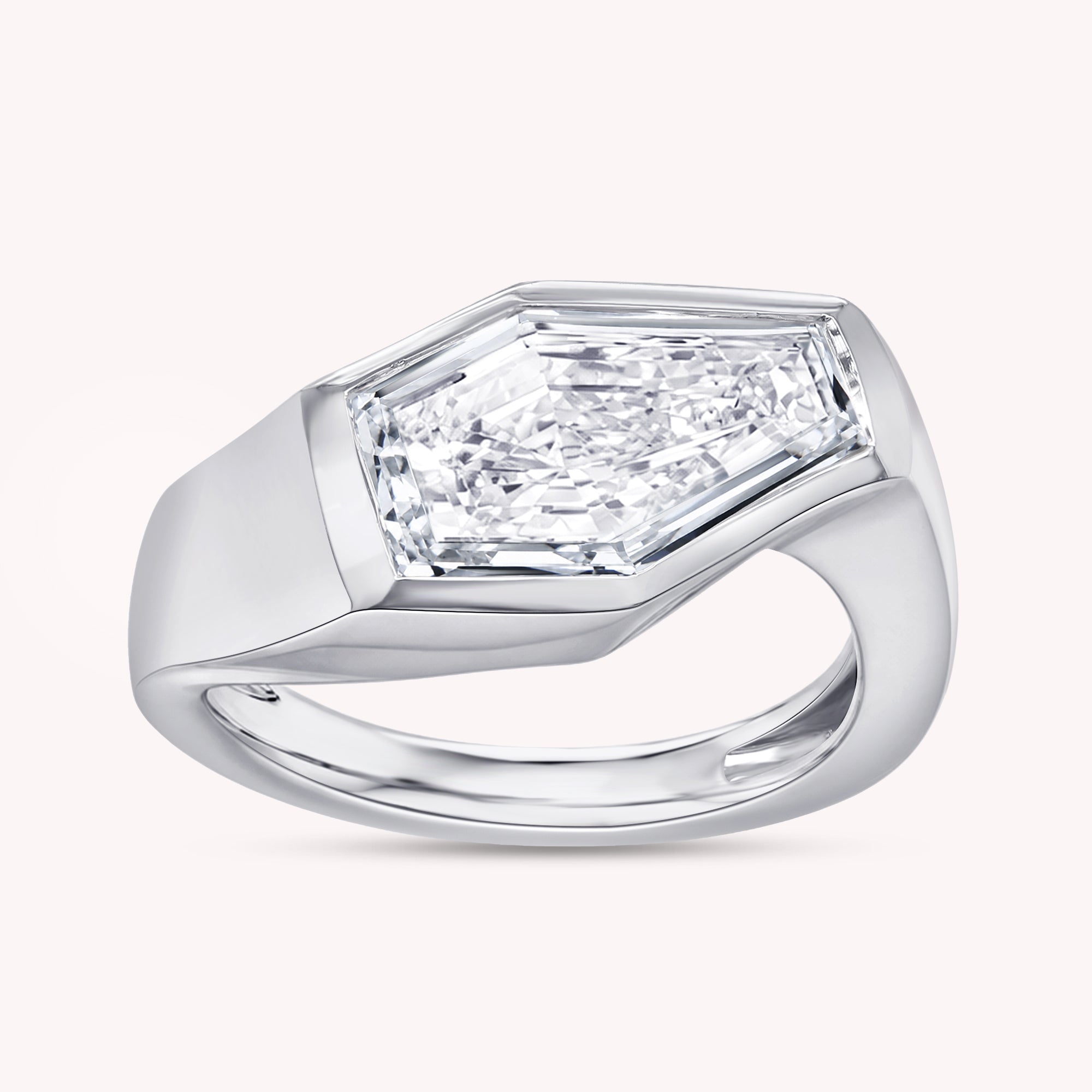2 Carat Shield Shape Lab Grown Diamond Swirl Solitaire Ring