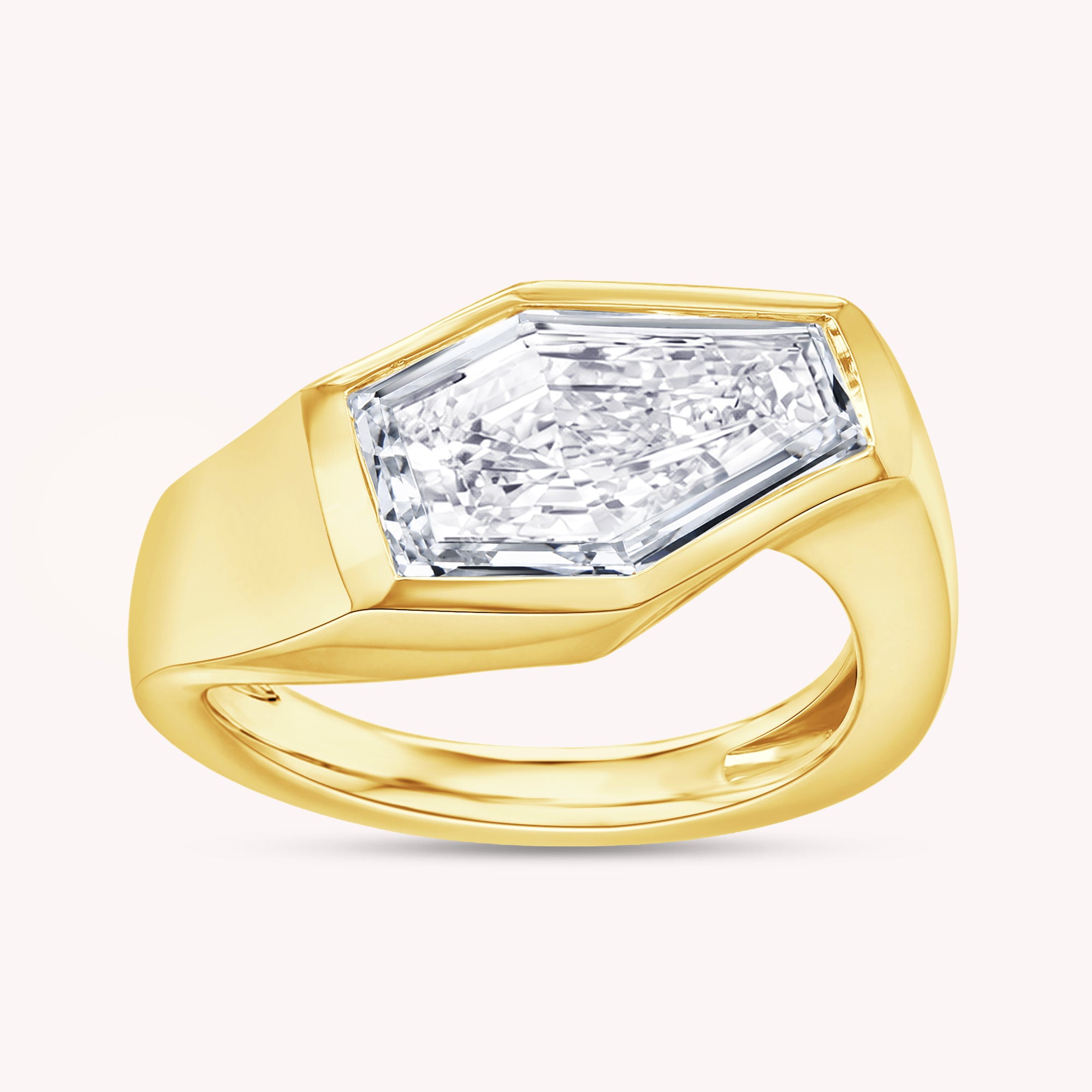 2 Carat Shield Shape Lab Grown Diamond Swirl Solitaire Ring