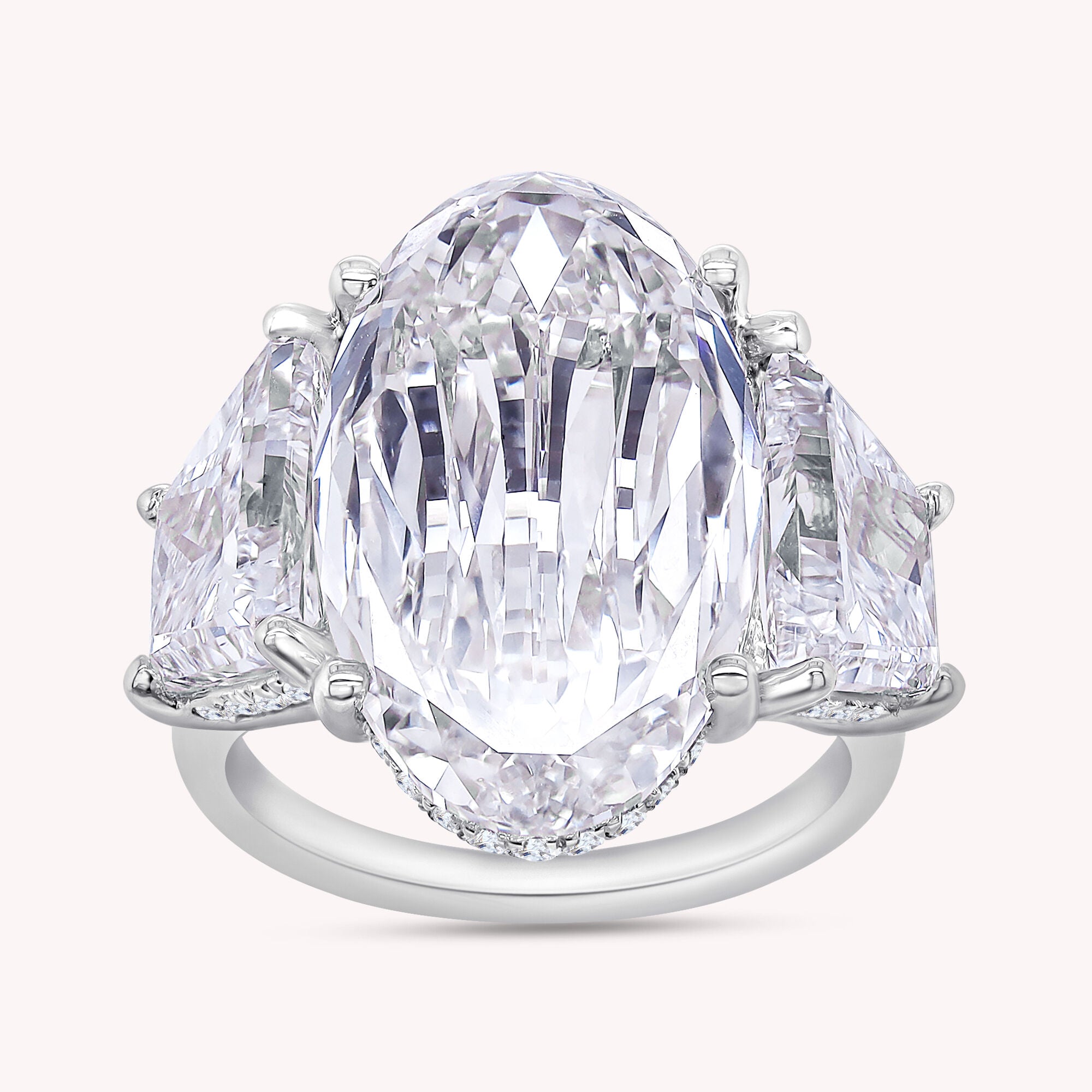 Hidden Halo 3-Stone Engagement Ring Lab Grown Diamond
