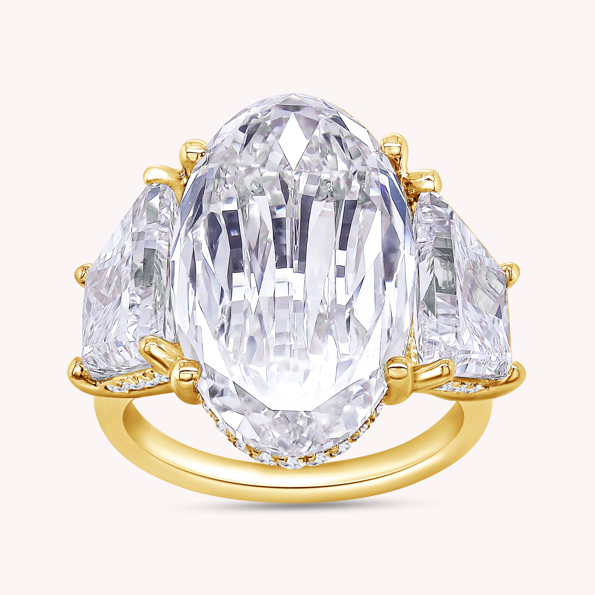 Hidden Halo 3-Stone Engagement Ring Lab Grown Diamond