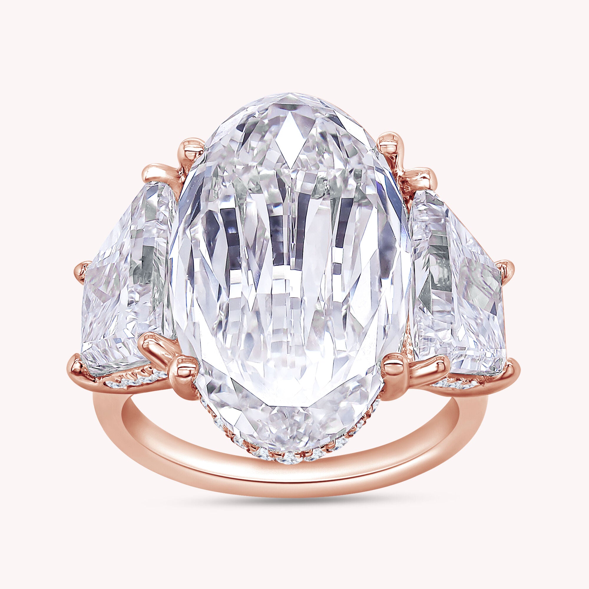 Hidden Halo 3-Stone Engagement Ring Lab Grown Diamond