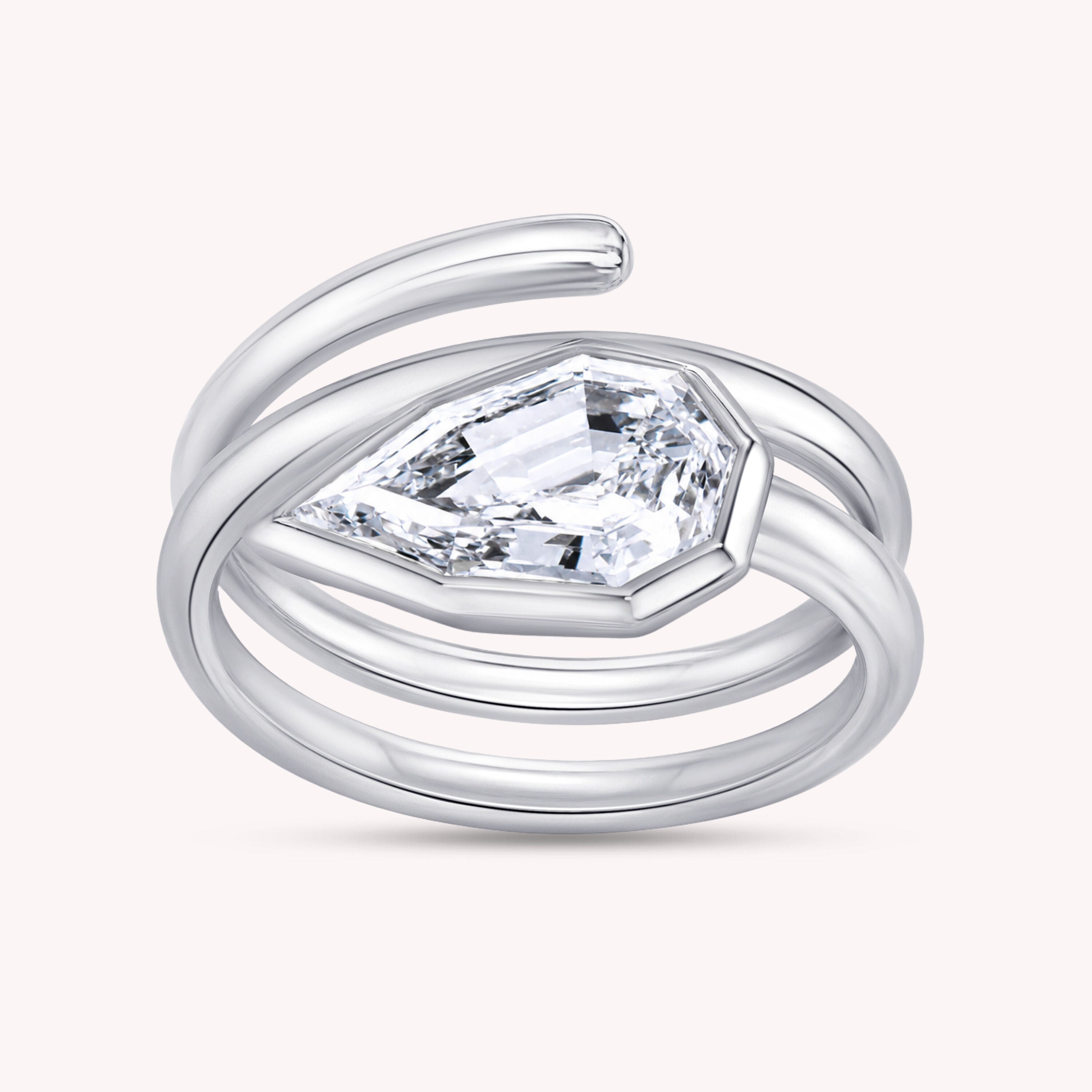 Open Spiral Engagement Ring 2.35 Carat Lab Grown Diamond