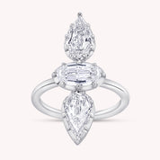 2.85 CT Oval & Pear Lab Grown Diamond 3-Stone Engagement Ring