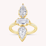 2.85 CT Oval & Pear Lab Grown Diamond 3-Stone Engagement Ring