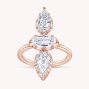 2.85 CT Oval & Pear Lab Grown Diamond 3-Stone Engagement Ring