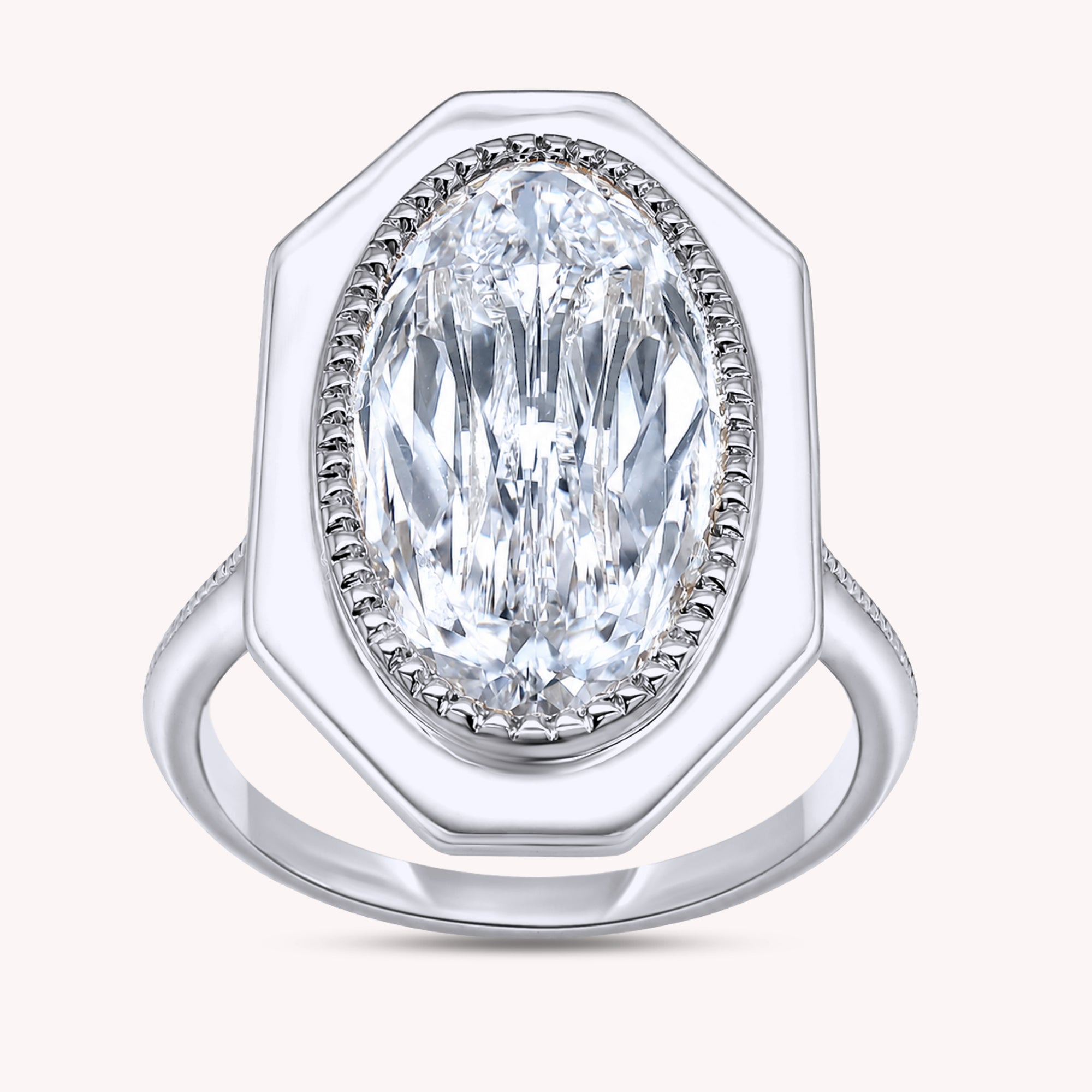 Solitaire Engagement Ring 4 Carat Oval Cut Lab Grown Diamond
