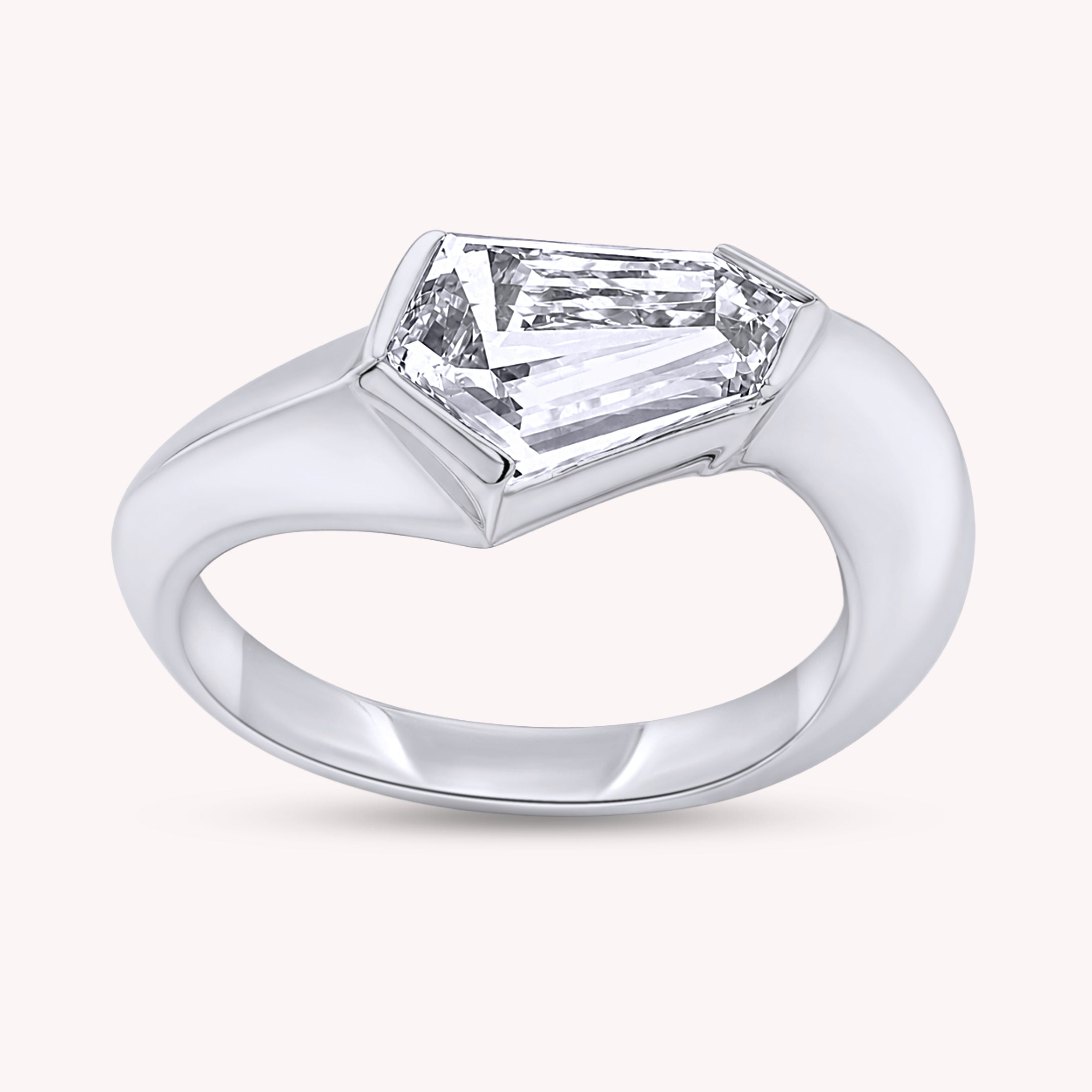 Solitaire Engagement Ring Shield Cut Lab Grown Diamond