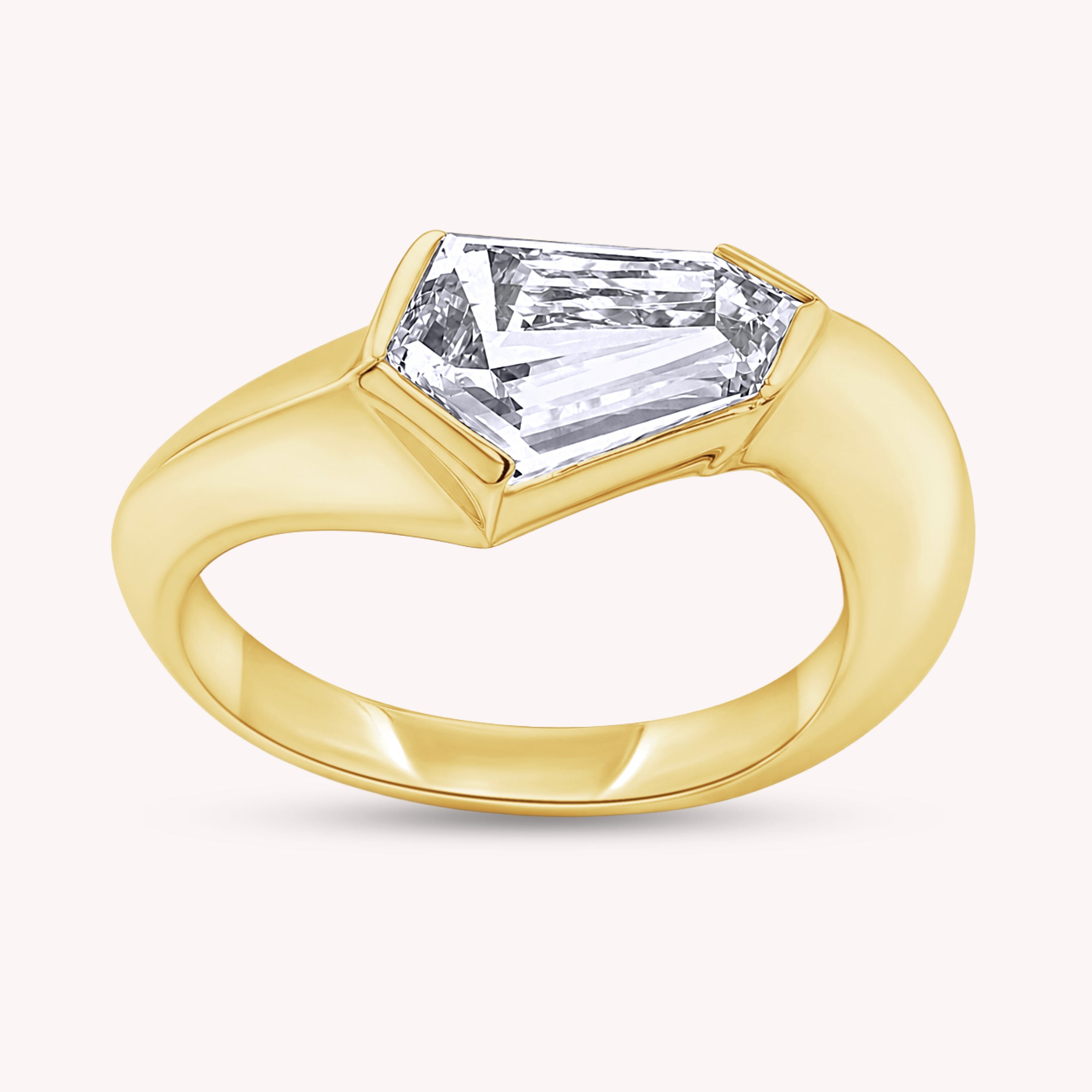 Solitaire Engagement Ring Shield Cut Lab Grown Diamond