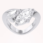 Toi Et Moi Ring 3.50 Carat Oval & Pear Lab Grown Diamond