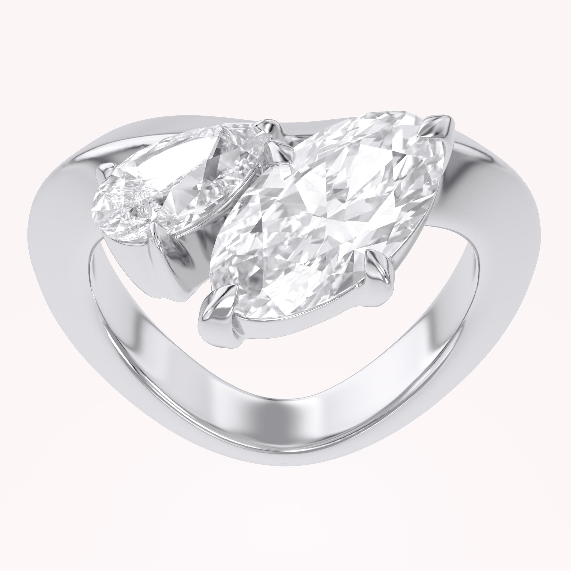 Toi Et Moi Ring 3.50 Carat Oval & Pear Lab Grown Diamond