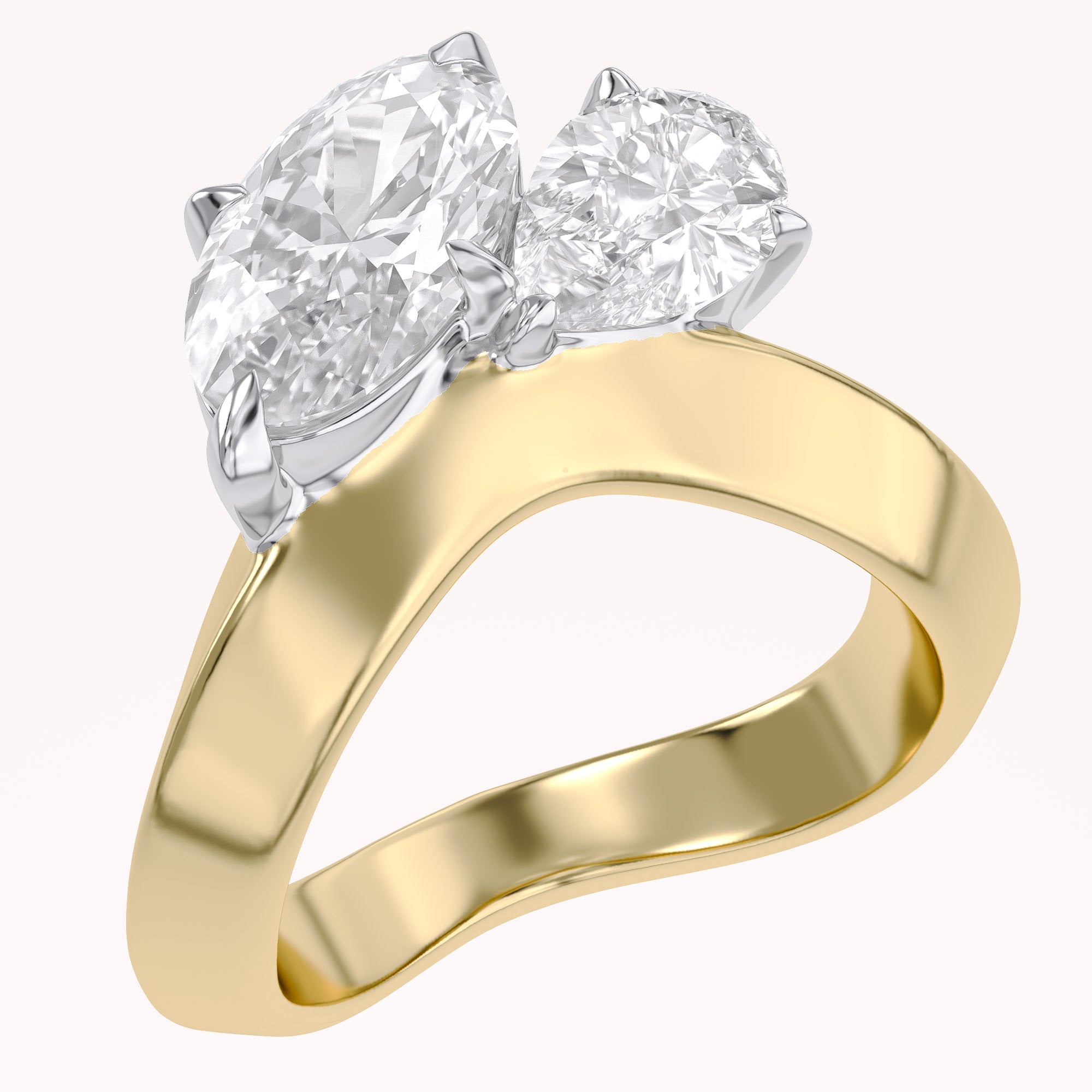 Toi Et Moi Ring 3.50 Carat Oval & Pear Lab Grown Diamond