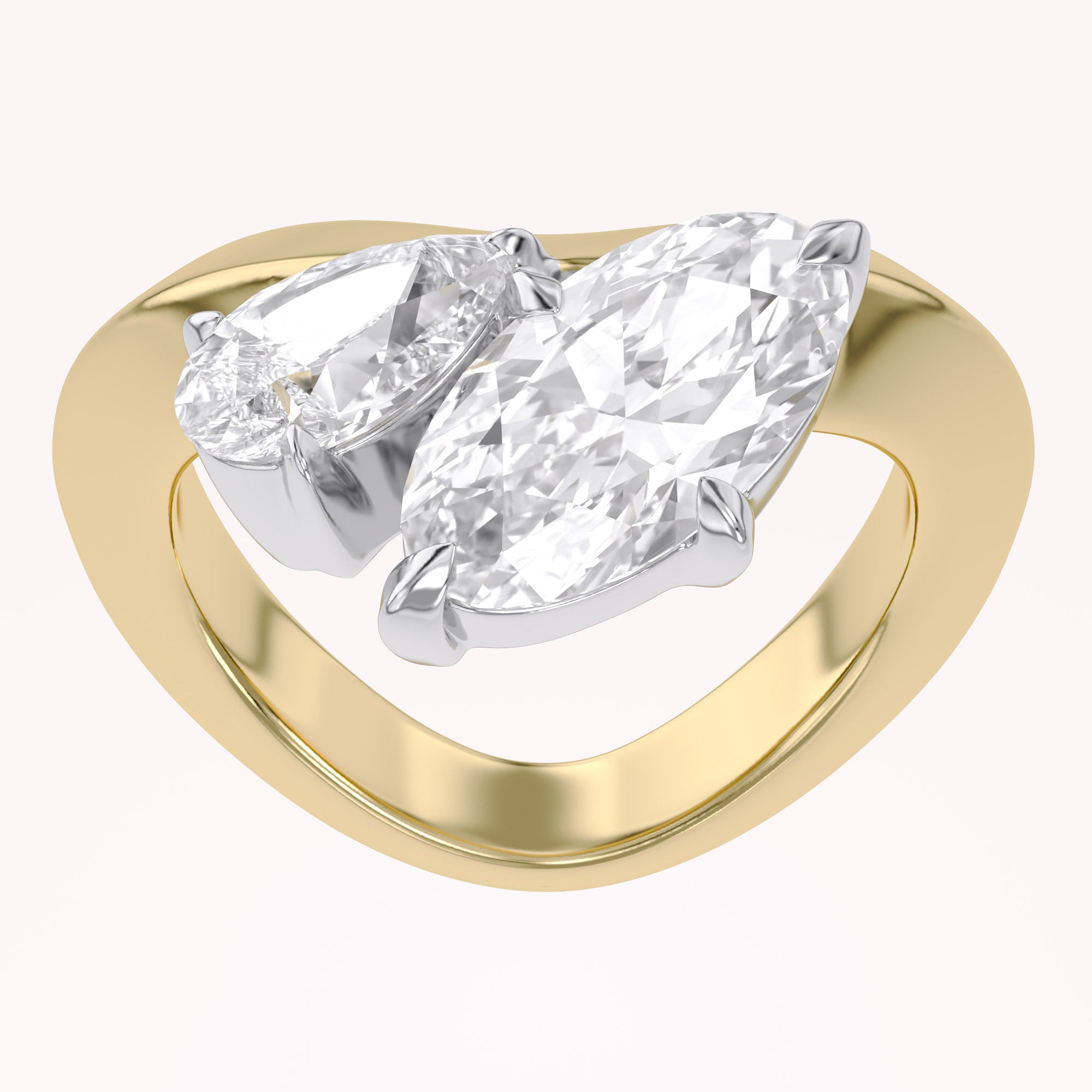 Toi Et Moi Ring 3.50 Carat Oval & Pear Lab Grown Diamond