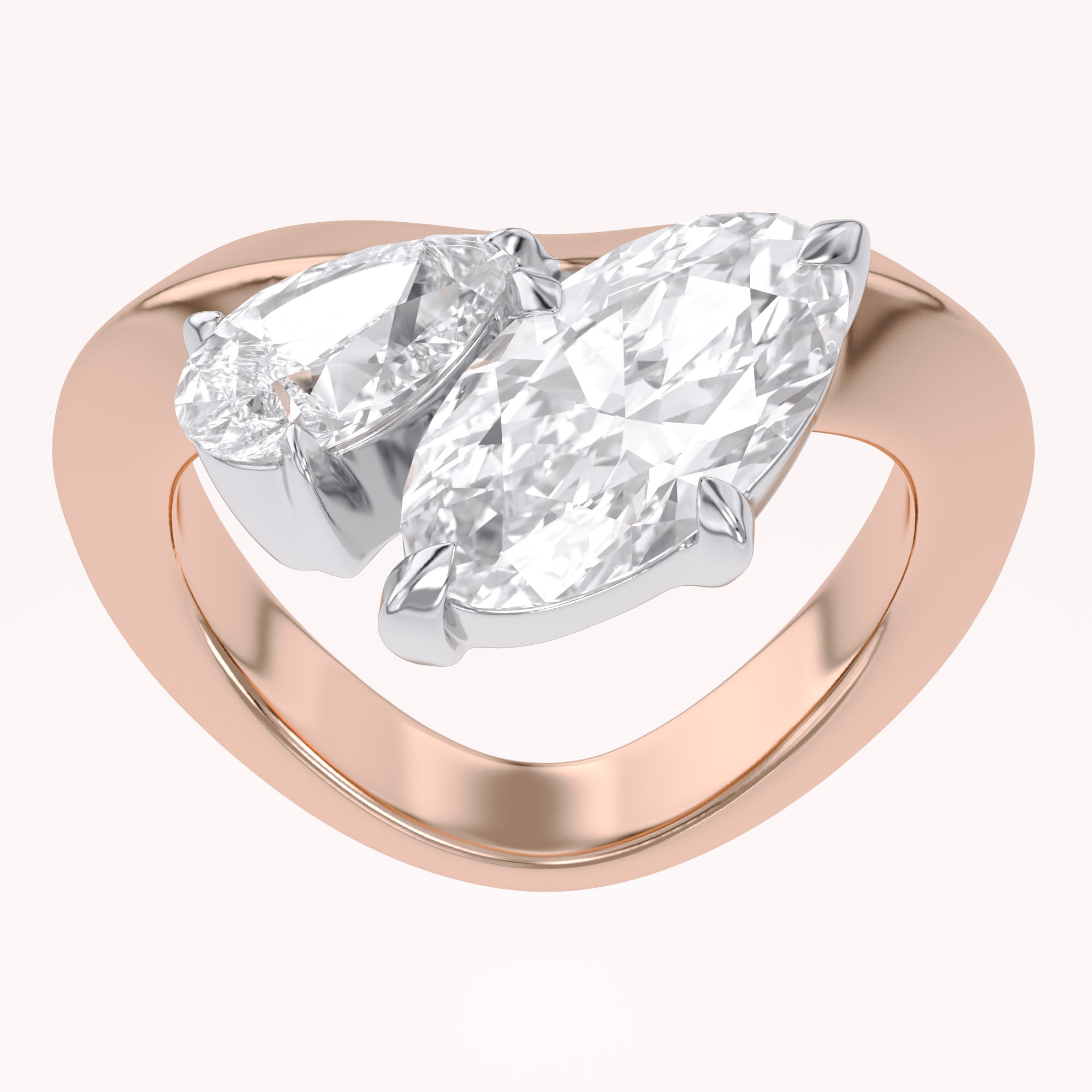 Toi Et Moi Ring 3.50 Carat Oval & Pear Lab Grown Diamond